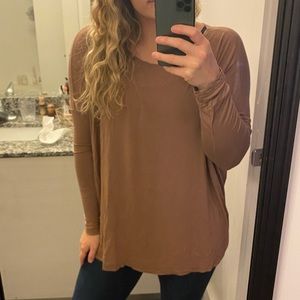 Green Earth Long Sleeve Piko Top - Brown